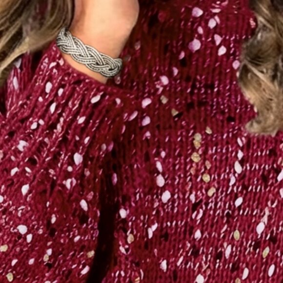 Casual Women's Multicolor Color Blocked Sweater Top - Picture 6 of 8